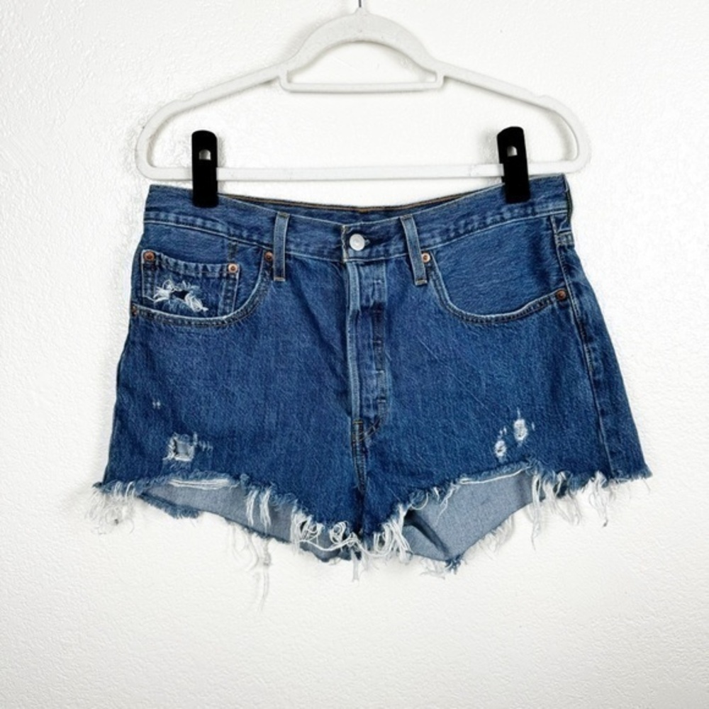 Levi's 501 High Rise Short Dark Wash Denim 100% Cotton Size 31
